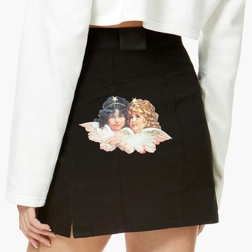 Fiorucci angels high-waisted denim mini skirt in black 👼🖤